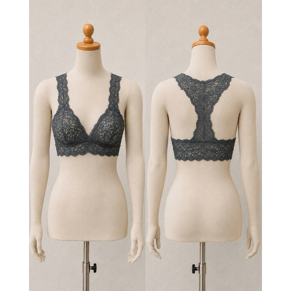 Galloon Lace Racerback Bralette Gray P/S Boho Coquette Fairy Grunge